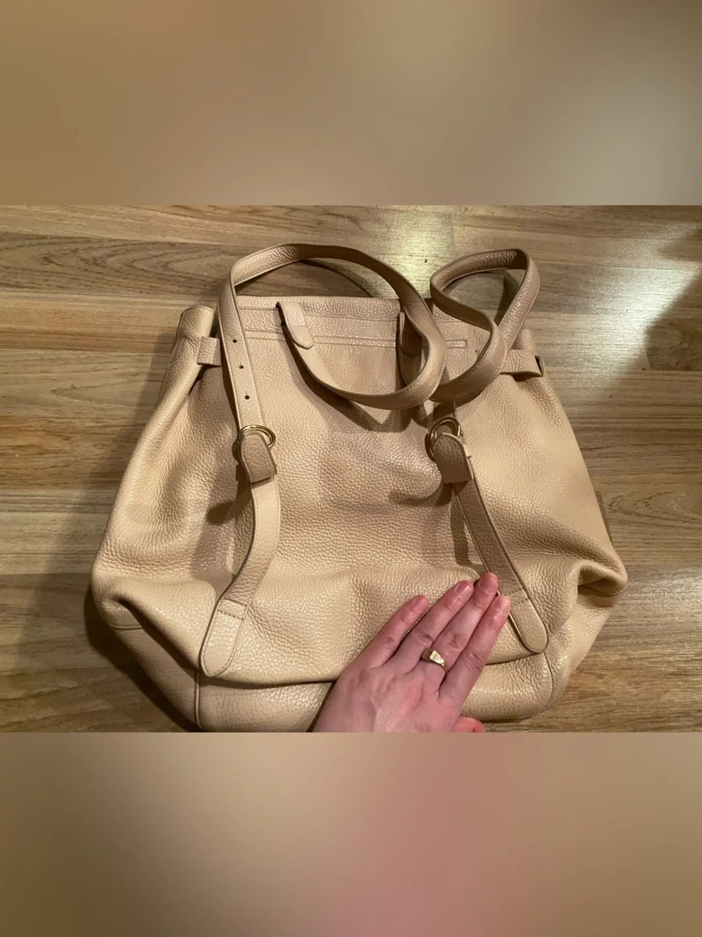 Cuyana 13 Inch Classic Women's Leather Shoulder Bag - Nude